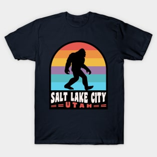 Salt Lake City Bigfoot Sasquatch Utah Retro Sunset T-Shirt